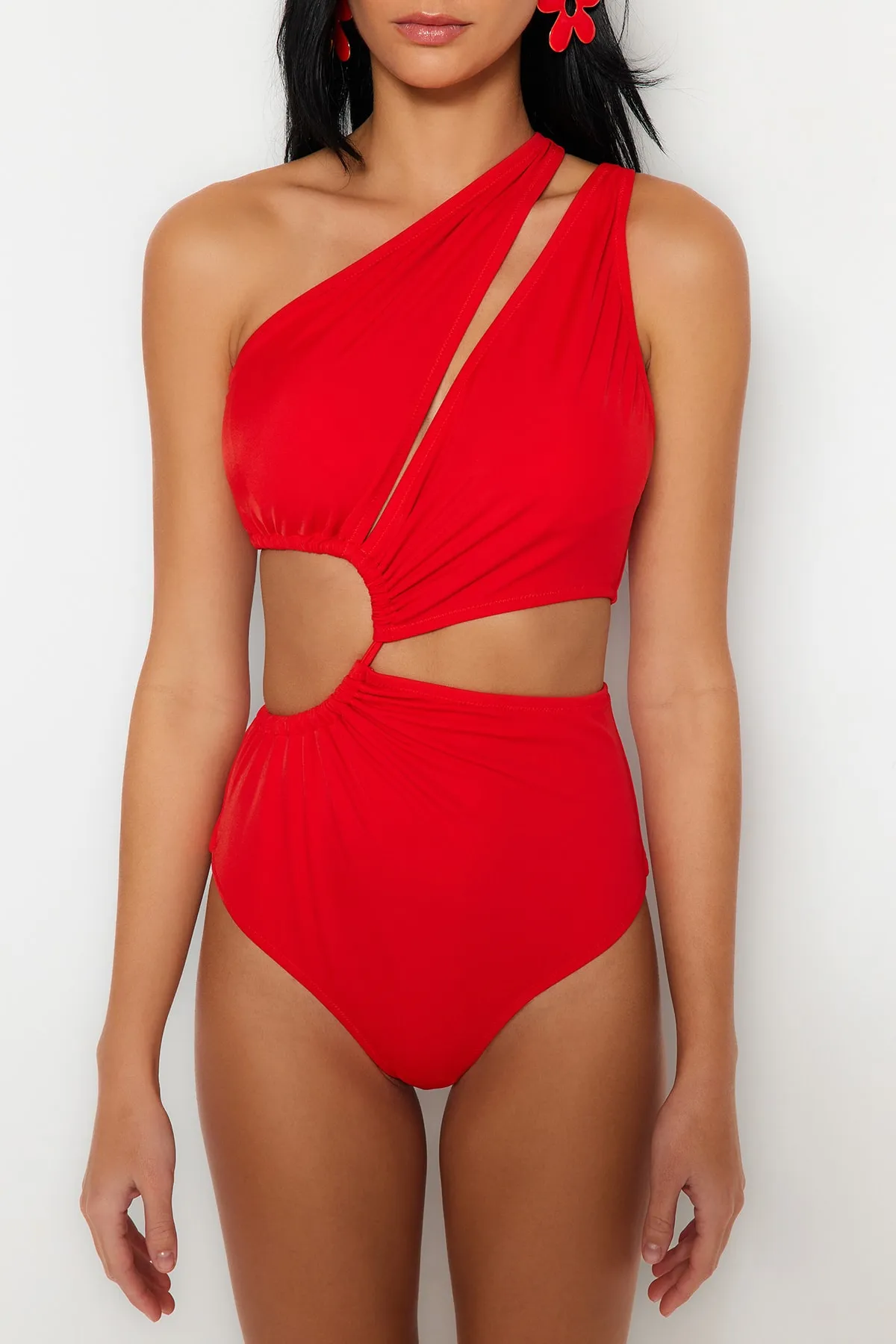 Trendyol Collection  Roter Single Shoulder Tunnel Regular Mayokini TBESS23MA00206