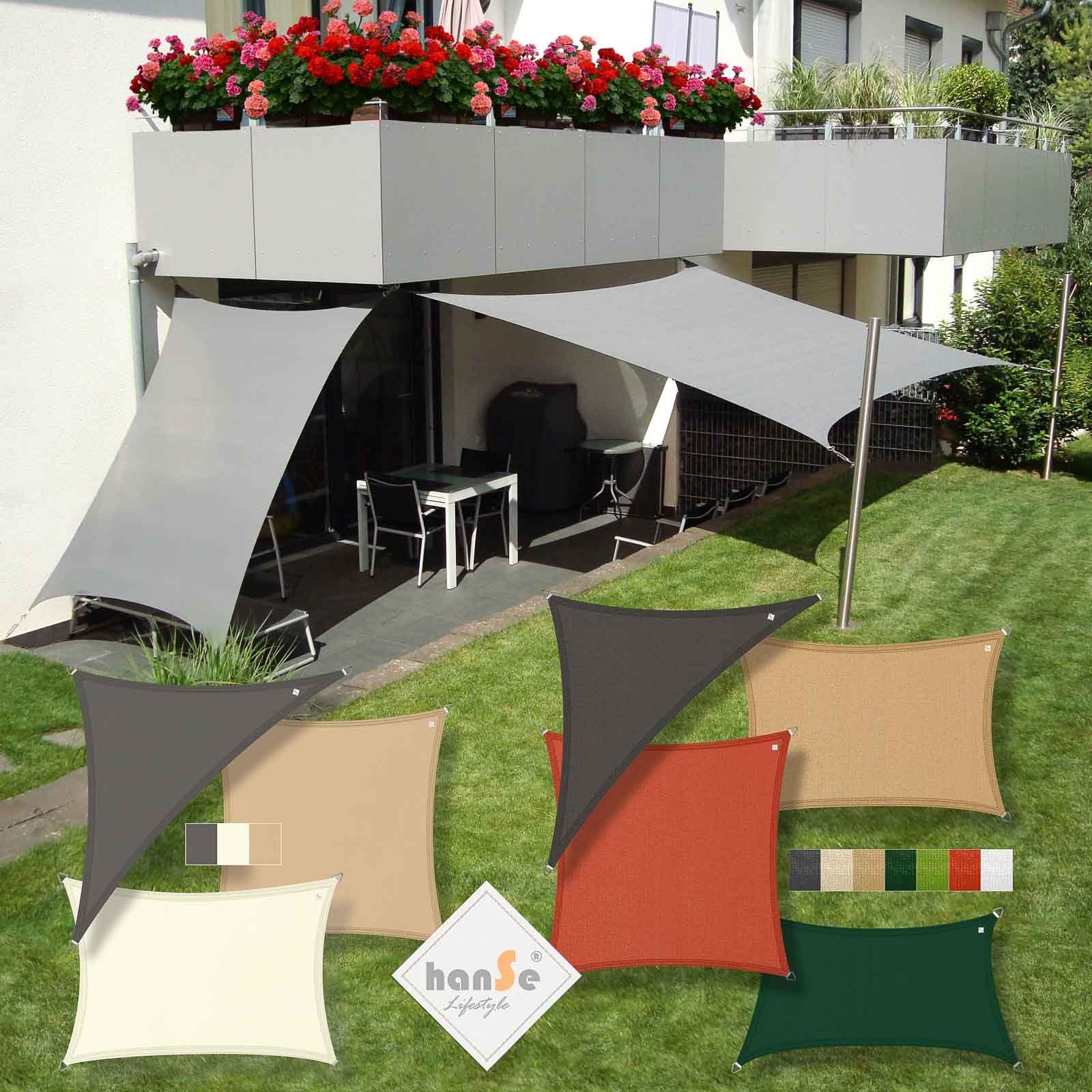 hanSe® Sonnensegel hanSe® Sonnensegel 100% Polyester PES Sonnenschutz Marken-Sonnensegel, (1-tlg), 3x4x4m