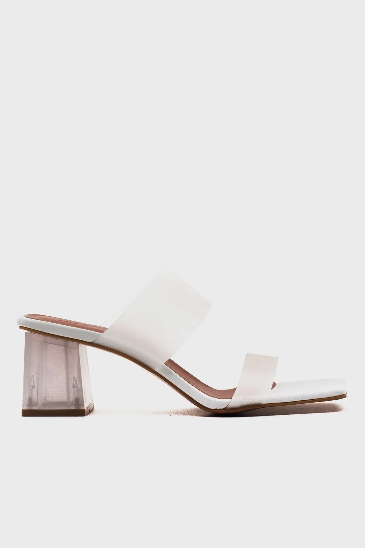 LuviShoes  Weiße Hautabsätze für Damen, transparente Damenhausschuhe 123