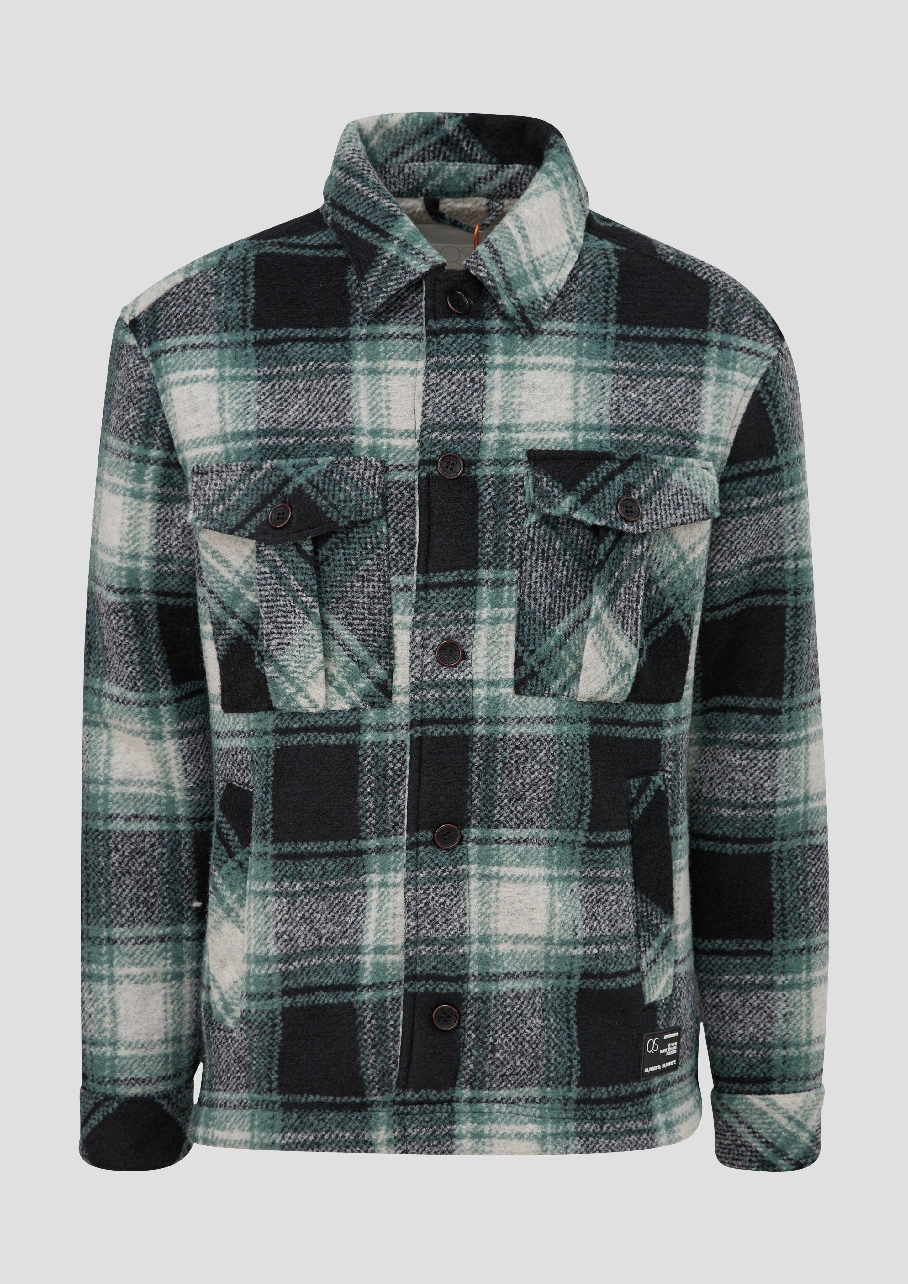 Karierte Hemdjacke aus Wollmix  2137032-59N0