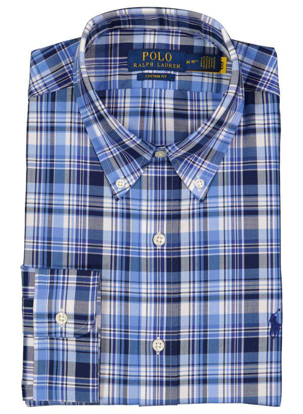 Polo Ralph Lauren, Hemd, Custom Fit, Baumwoll-Stretch, hellblau-weiß kariert
