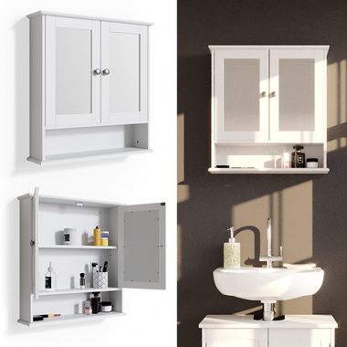 Vicco Badezimmerspiegelschrank Spiegelschrank Badspiegel mit Ablage 2 Türen 58x56cm BIANCO Weiß