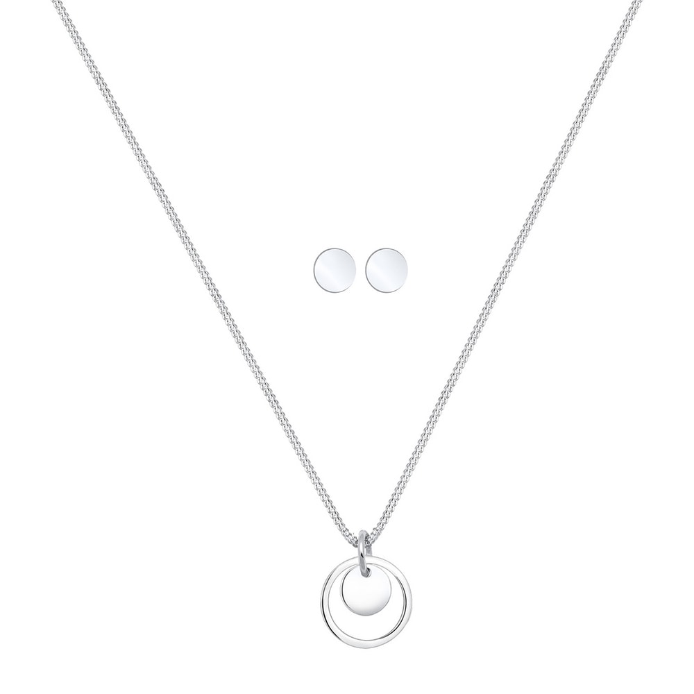 Elli Elli Ensemble de Bijoux Femmes plaquette pendentif Cut-Out Geo Set clous d'oreill Bijoux