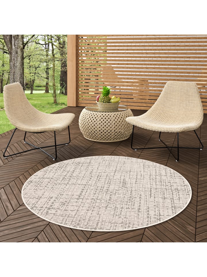 Snapstyle In & Outdoor Teppich Oslo Trend Rund in Creme günstig kaufen