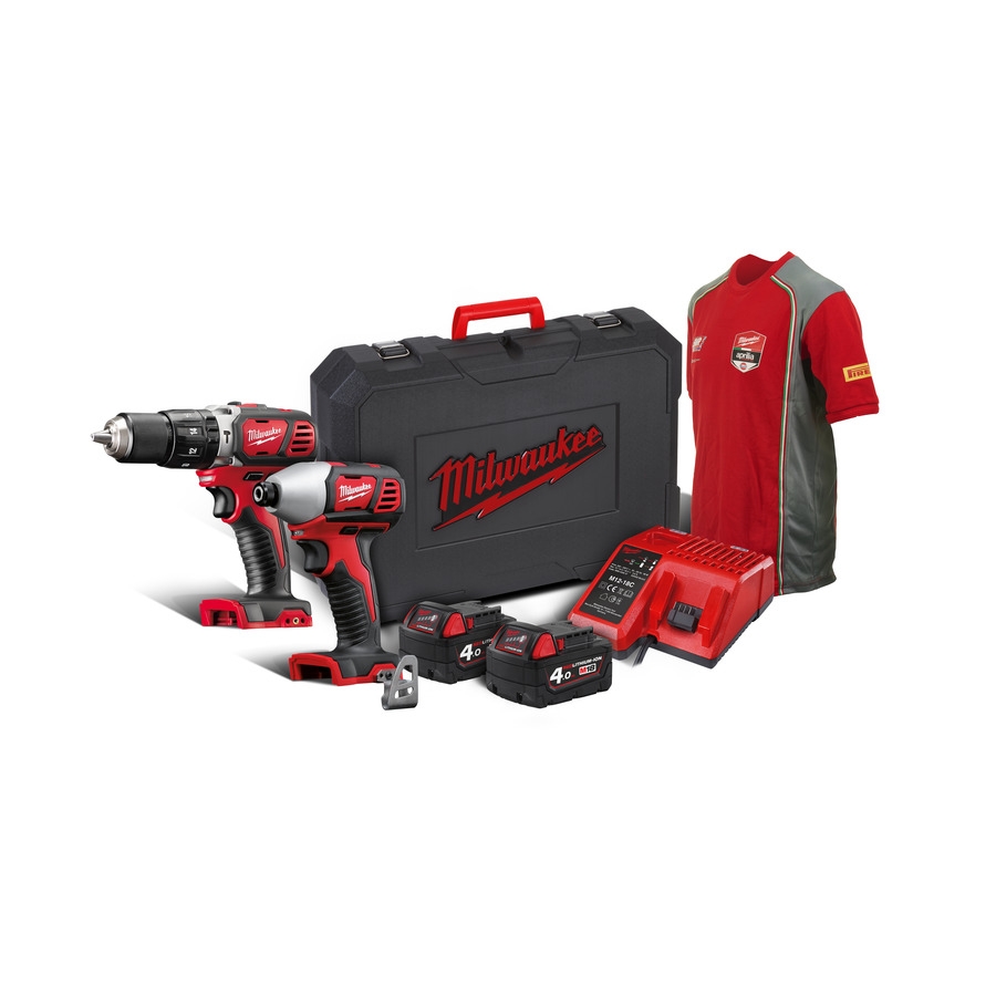 Milwaukee 4933443552 M18 BPP2C-402C Powerpack 18V 4.0Ah Li-Ion - Ciocan perforator M18BPD + șurubelniță cu impact M18BID