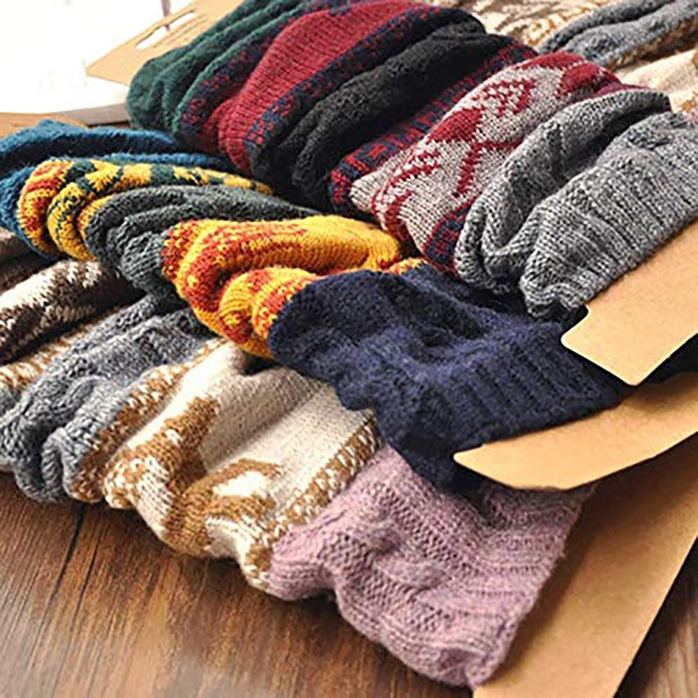 Geistesblitz Kuschelsocken gestrickt Stulpen Damen Wintersocken (Beinwärmer Colorblock, Beinstulpen mit Elch Schneeflocke) Weihnachtsstulpen lange Hüttensocken