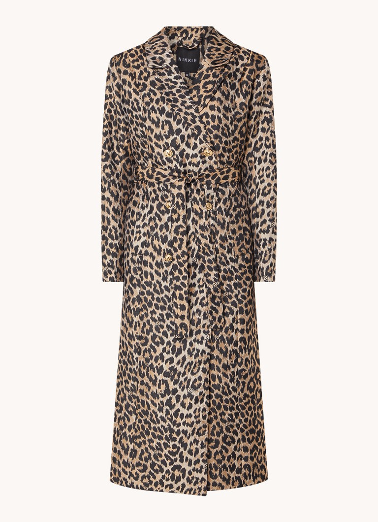 Trench NIKKIE Benicia cu imprimeu leopard și curea.