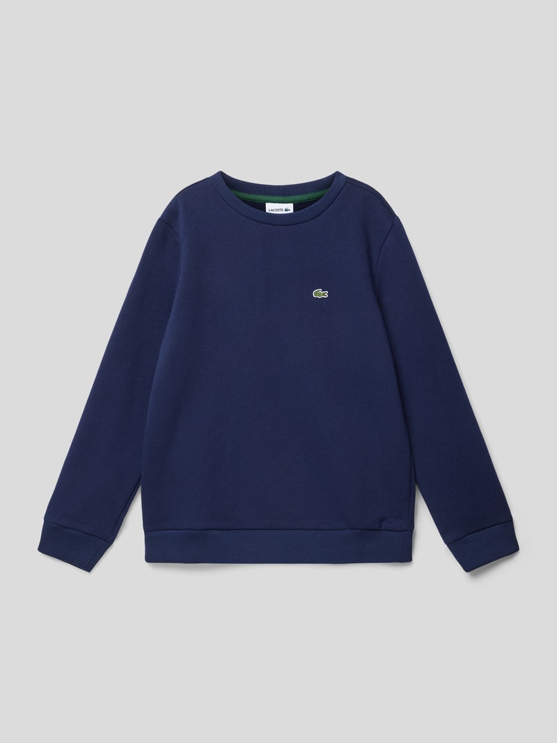 Sweatshirt mit Label-Applikation in marineblau