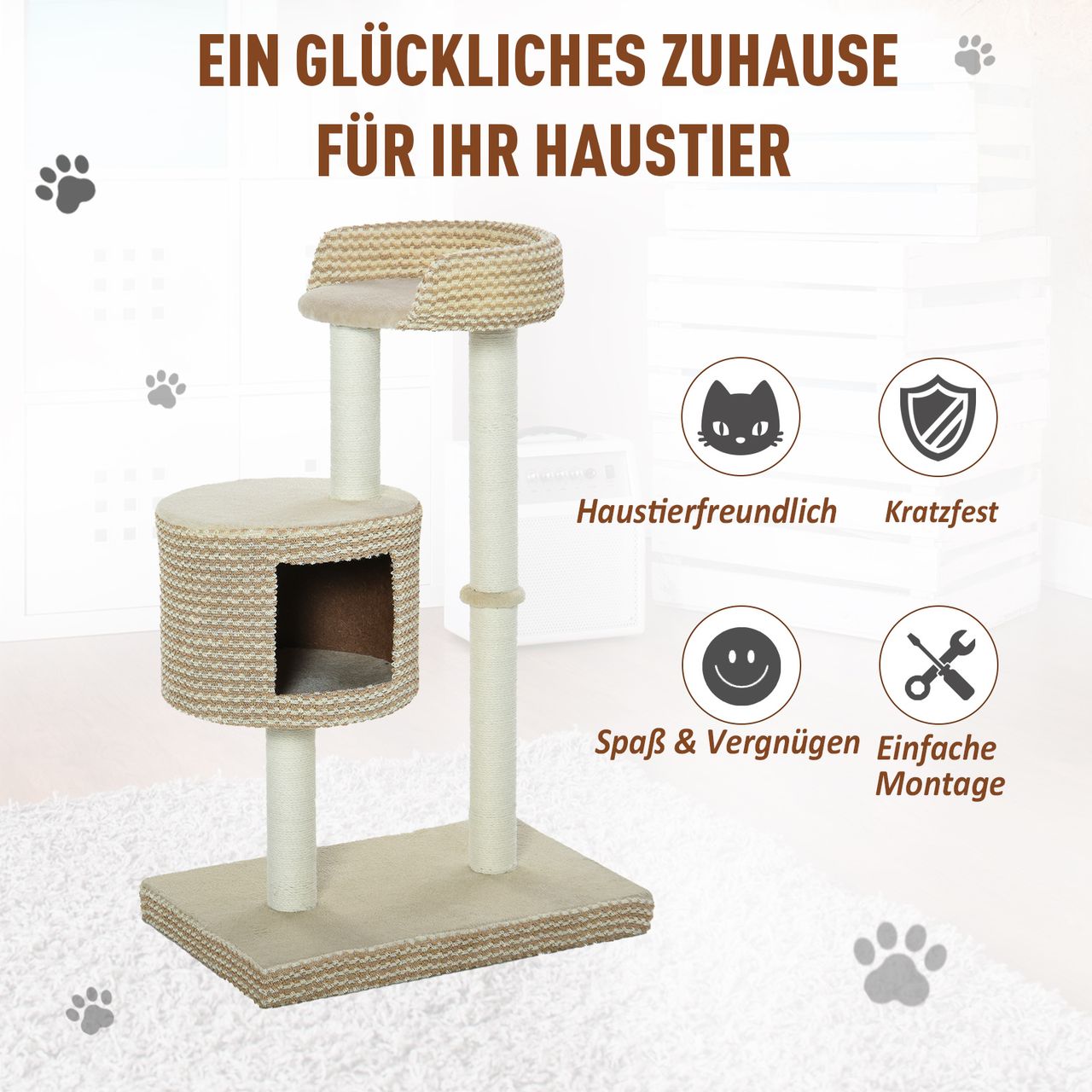 PawHut Katzenbaum Kratzbaum Kletterbaum kuschelige Aussichtsplattformen