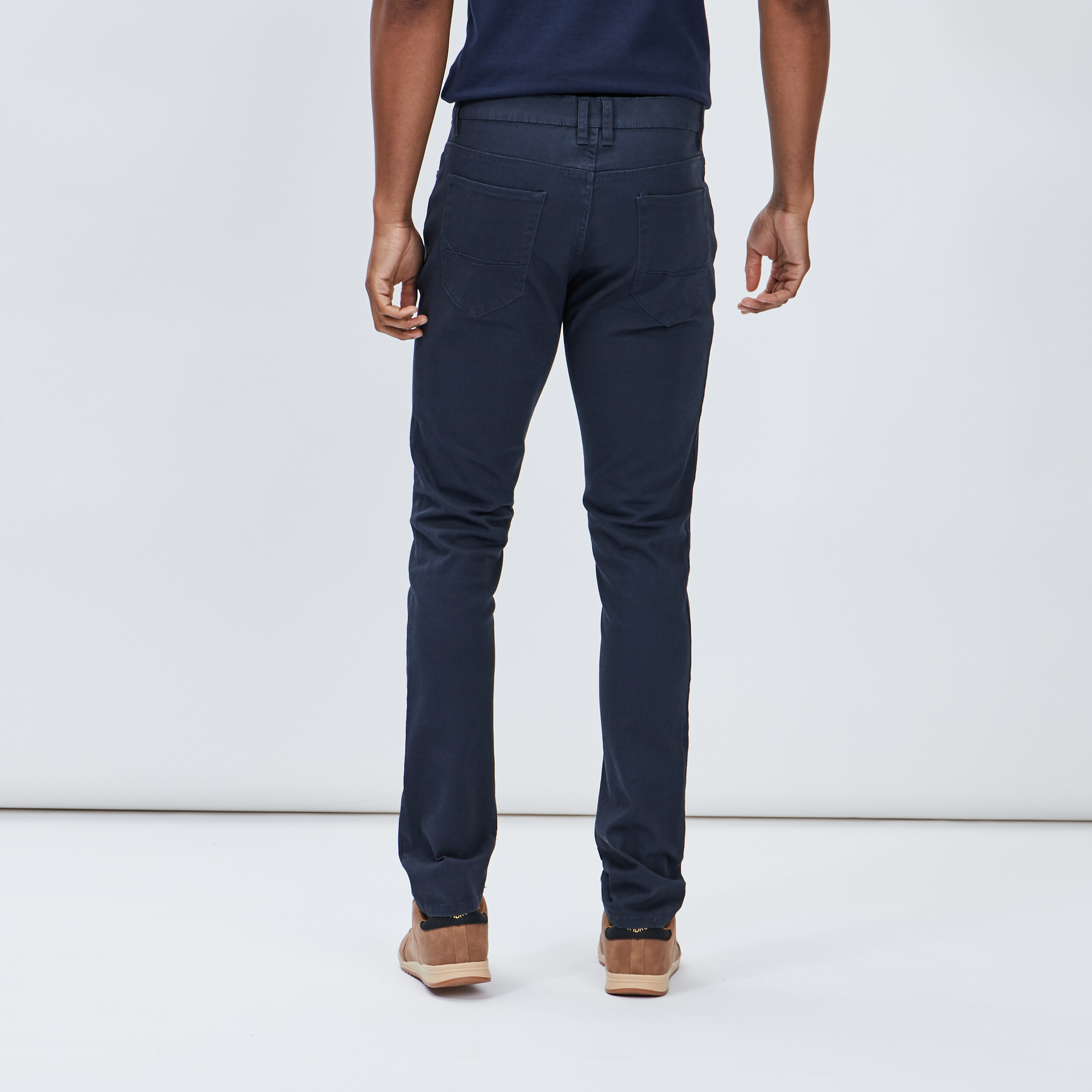 Pantalon droit en coton bleu marine homme | La Halle