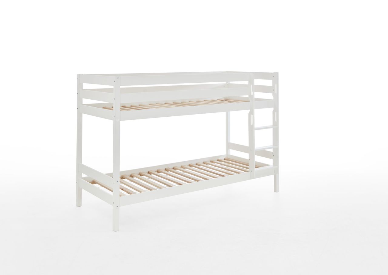 Relita Etagenbett Lupo mit 2 Liegeflächen 90 x 200 cm, inkl. 2 Rolllattenroste, Buche massiv weiß