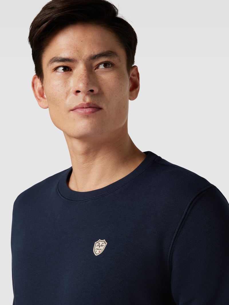 Sweatshirt mit Label-Detail Modell 'Nico' in marineblau