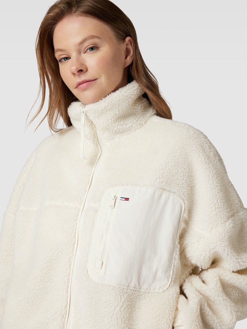 Jacke aus Teddyfell mit Brusttasche Modell 'CASUAL' in offwhite