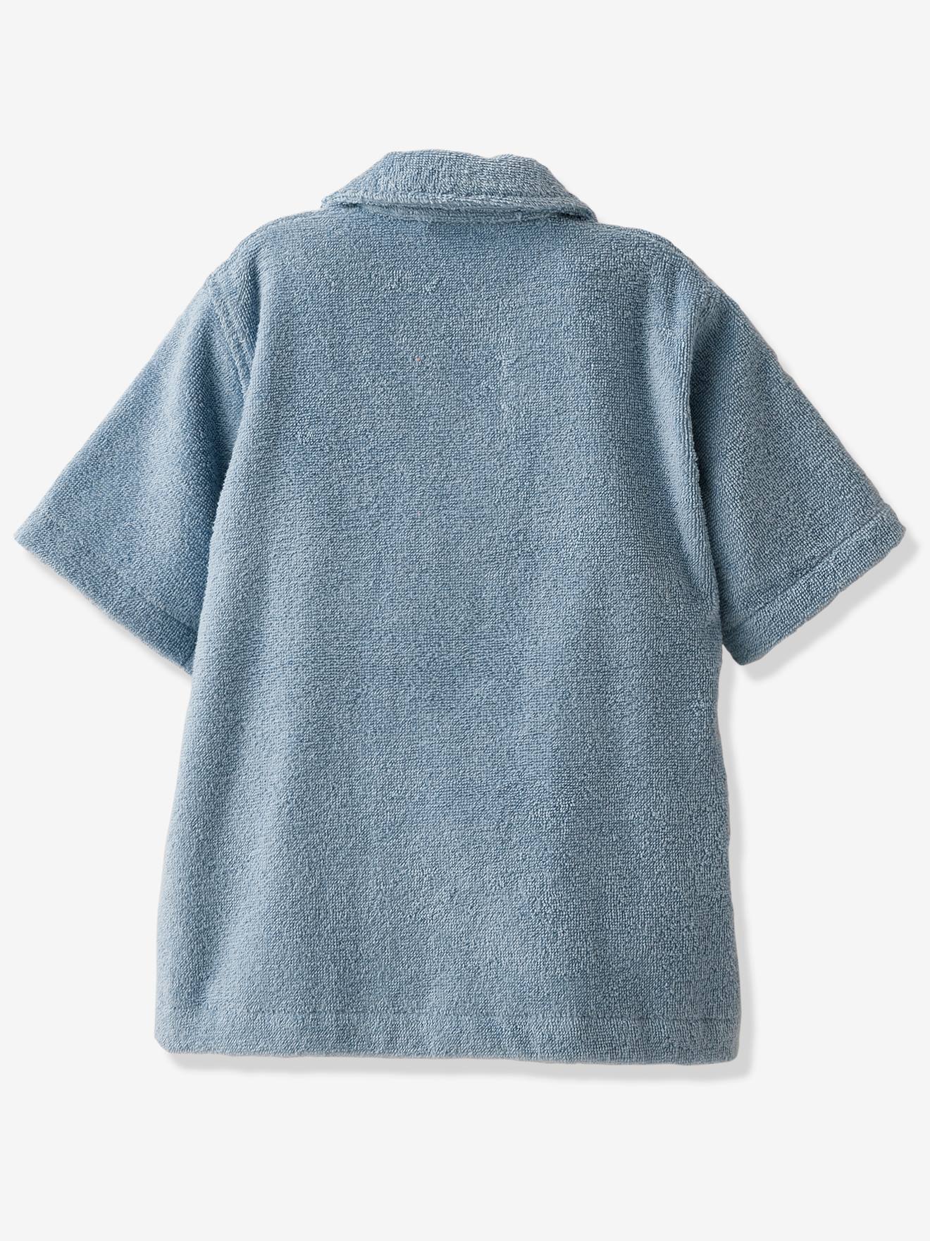 Vertbaudet Baby Bademantel mit Recycling-Baumwolle, personalisierbar - blau chambray