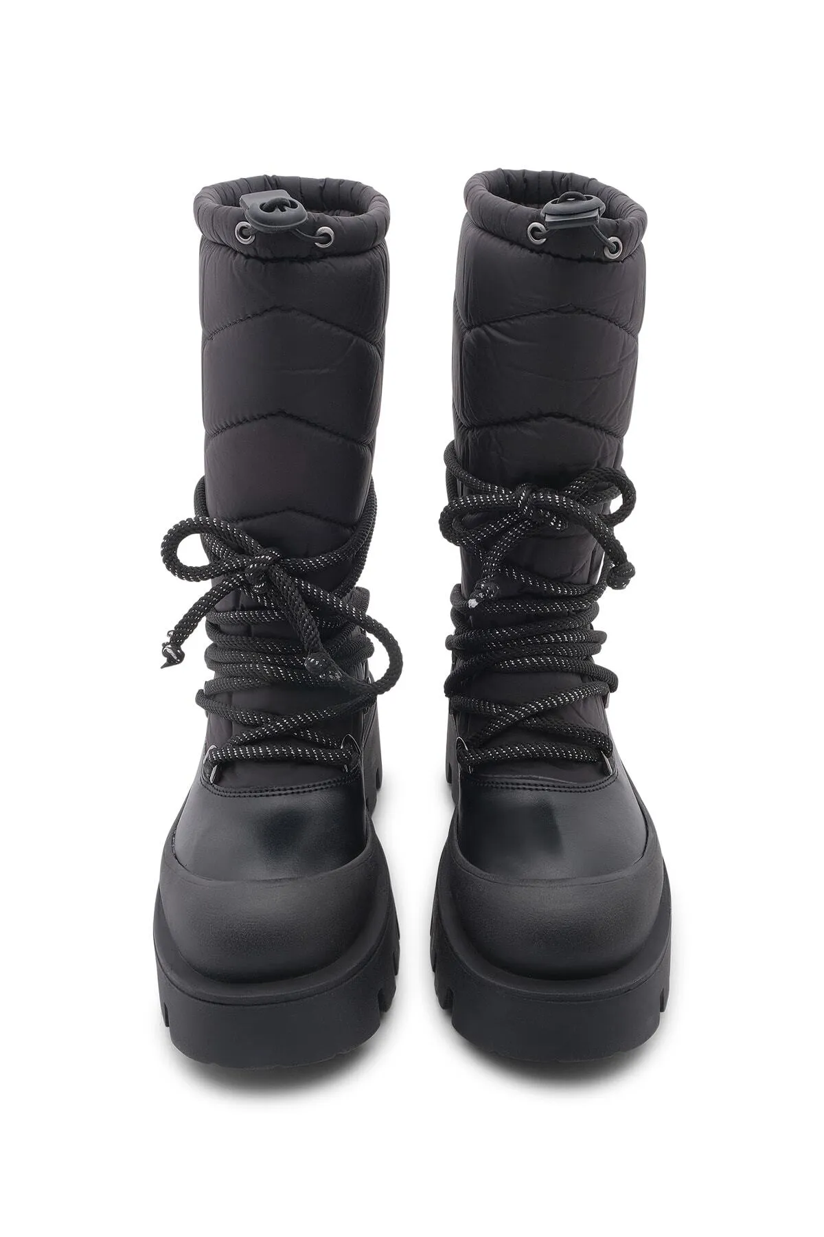 Marjin  Damen-Schneestiefel zum Schnüren mit dicker Sohle und Fell innen Visra schwarz