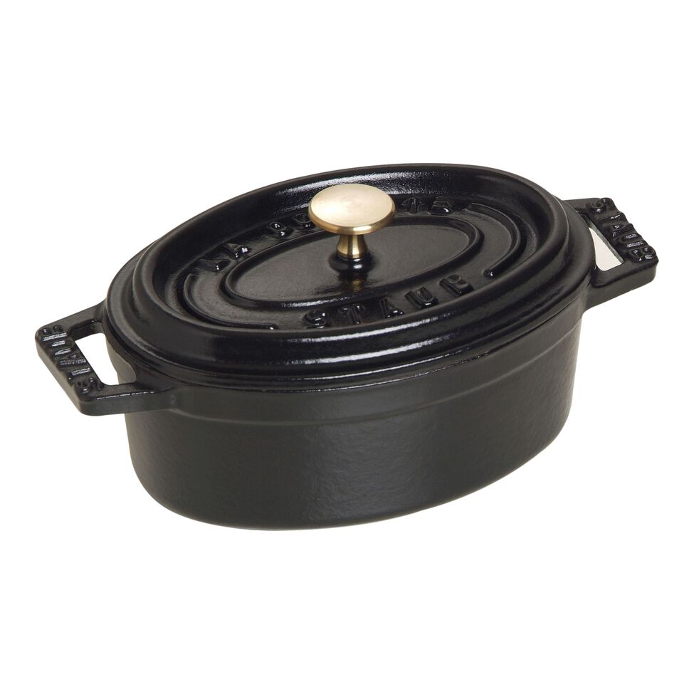 Mini Cocotte 11 cm, oval, Schwarz, Gusseisen