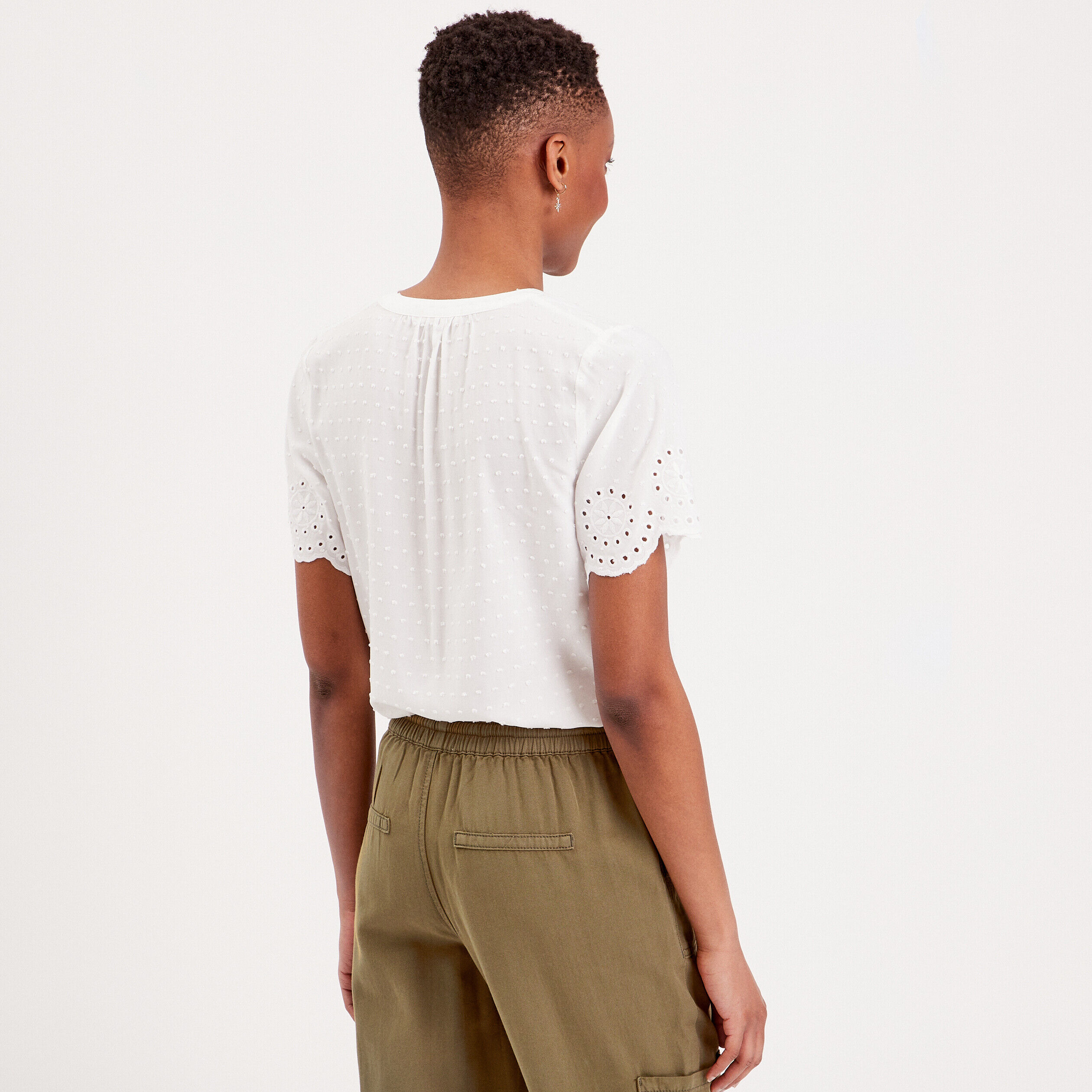 Blouse manches broderie blanc femme | Cache Cache