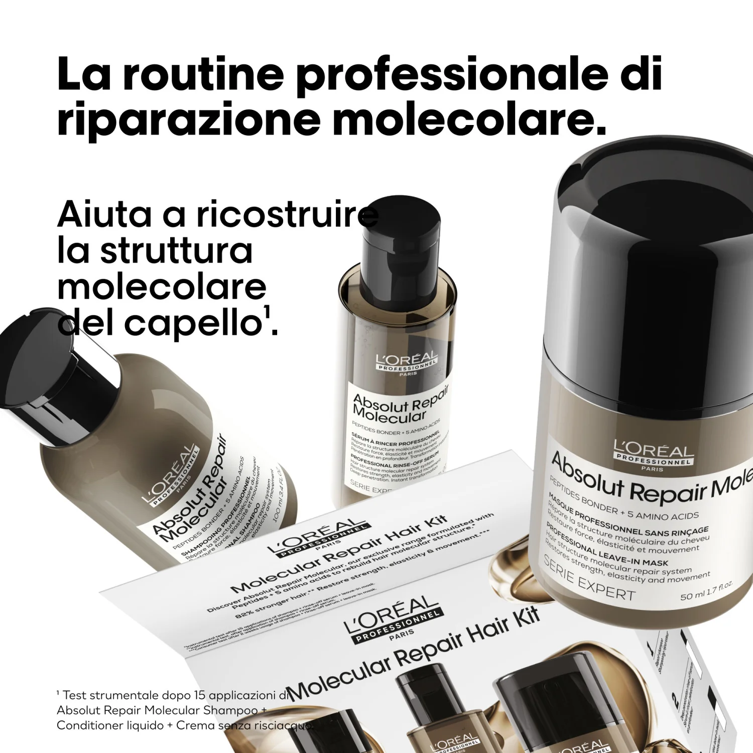 ASIANTUNTIJAN SARJA Uusi Absolut Repair Molecular Mini Trio Kit Shampoo + Nestemäinen hoitoaine + Jätettävä hiuksiin - Hiuslaatikot
