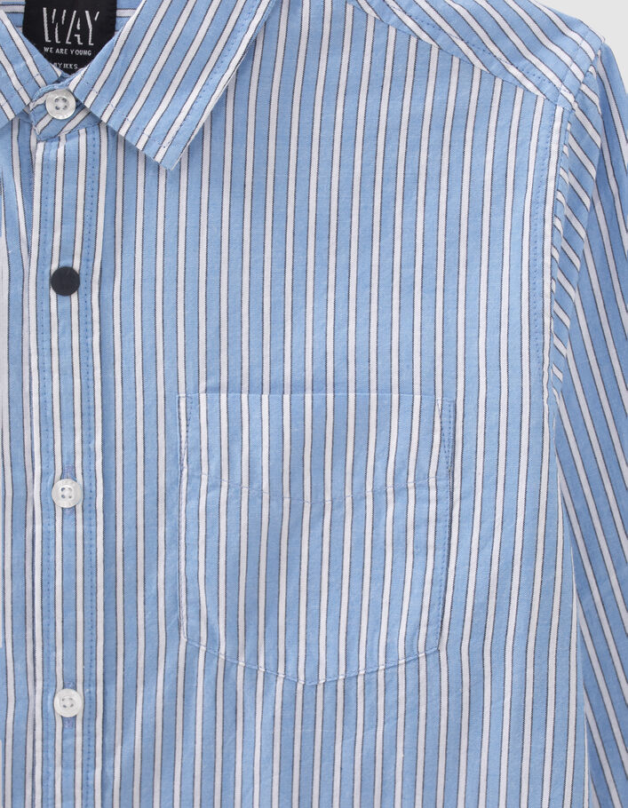 Chemise écrue à rayures bleues garçon