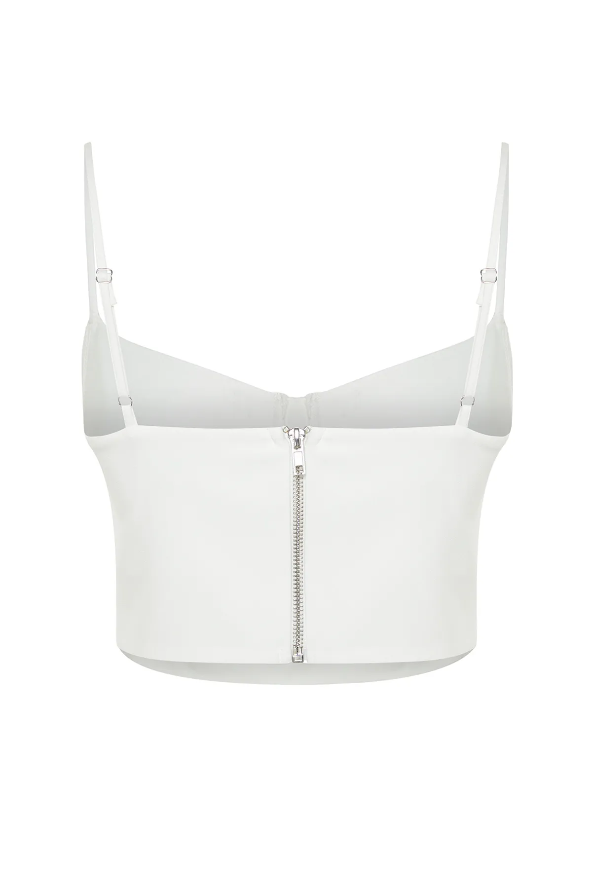 Trendyol Collection  Birdal White Crop Woven Bustier TPRSS24BS00006