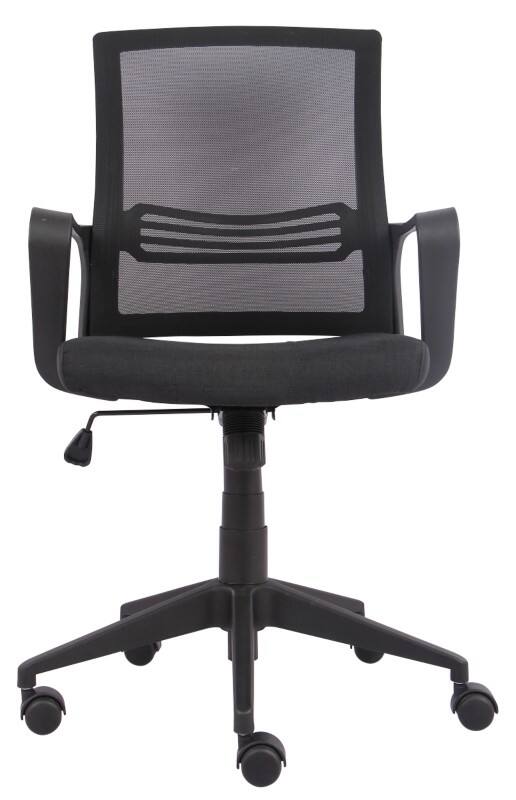Realspace Espoo Bürostuhl Wippmechanik Netzstoff, Stoff mit feststehenden Armlehnen und höhenverstellbarem Sitz Schwarz 110 kg