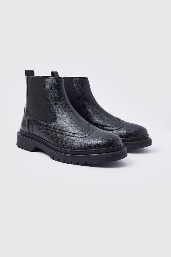 Kunstleder Chelsea-Stiefel mit dicker Sohle