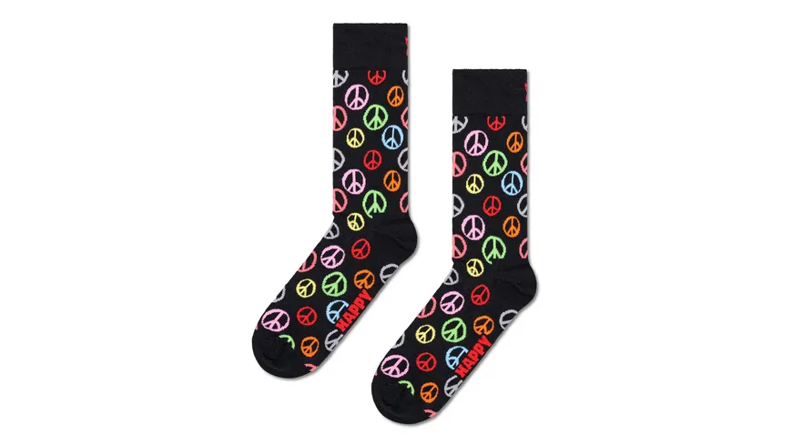 Happy Socks Unisex Socken Peace Black