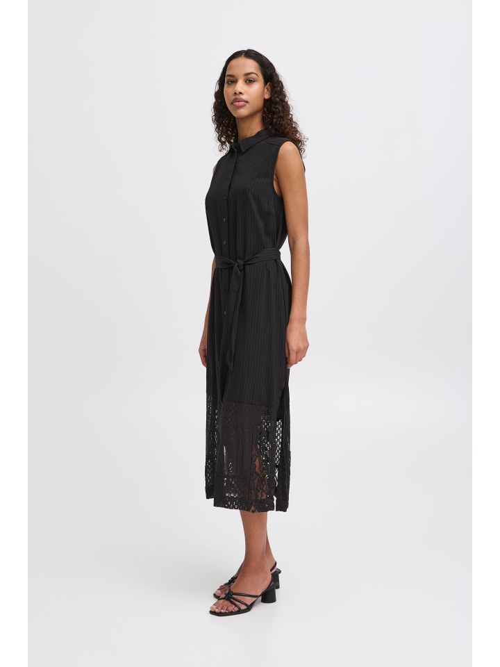 ICHI Midikleid in schwarz günstig kaufen