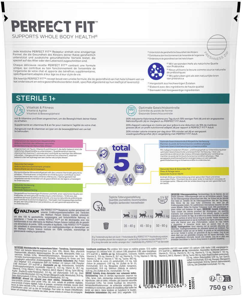 PERFECT FIT Trockenfutter PERFECT FIT Beutel Sterile 1+ mit Huhn 6x750 g
