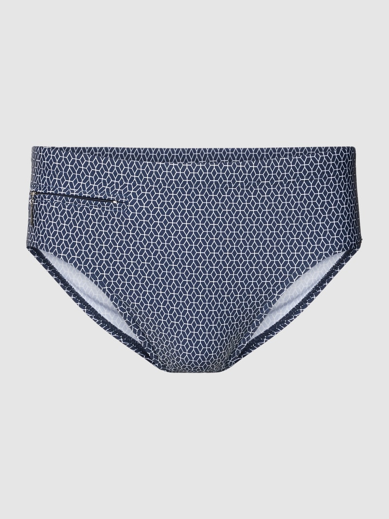 Badehose mit verschließbarer Tasche Modell 'Marineland' in dunkelblau