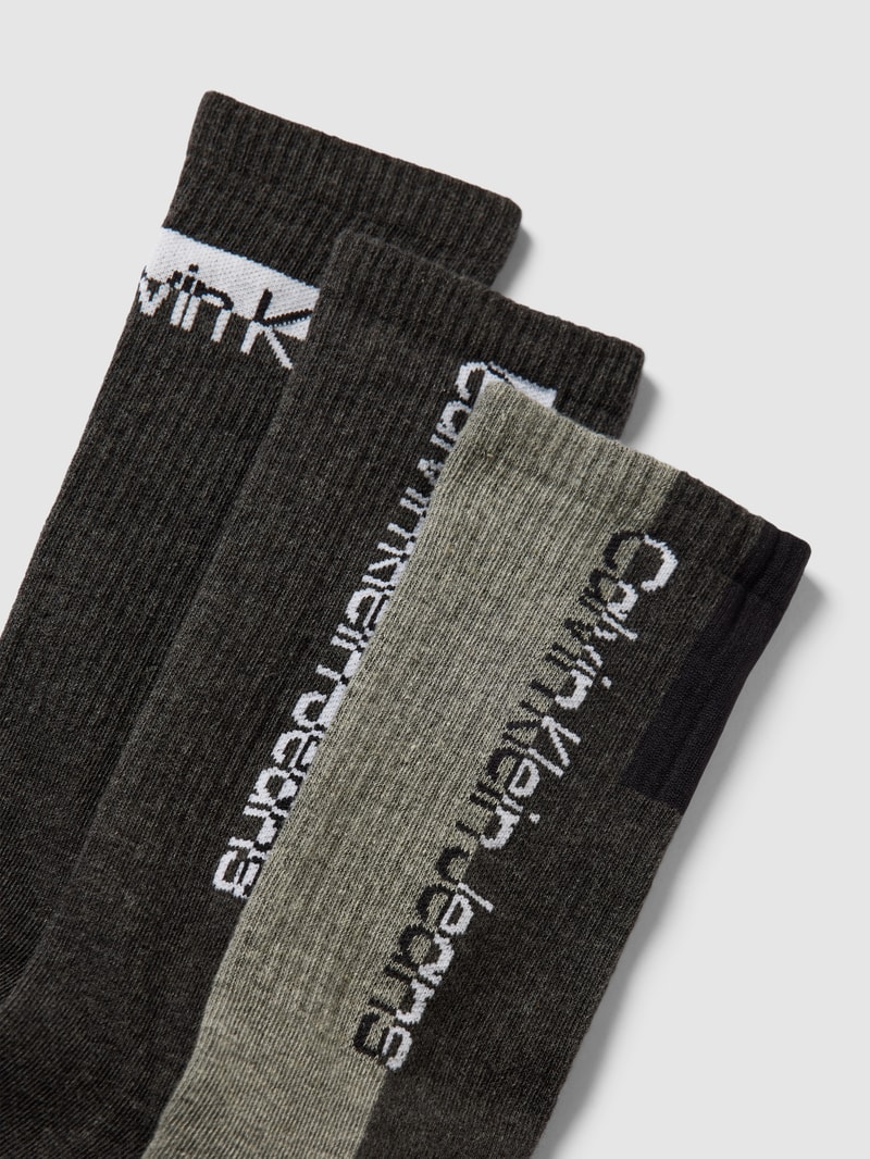 Socken mit Label-Print im 3er-Pack in dunkelgrau meliert