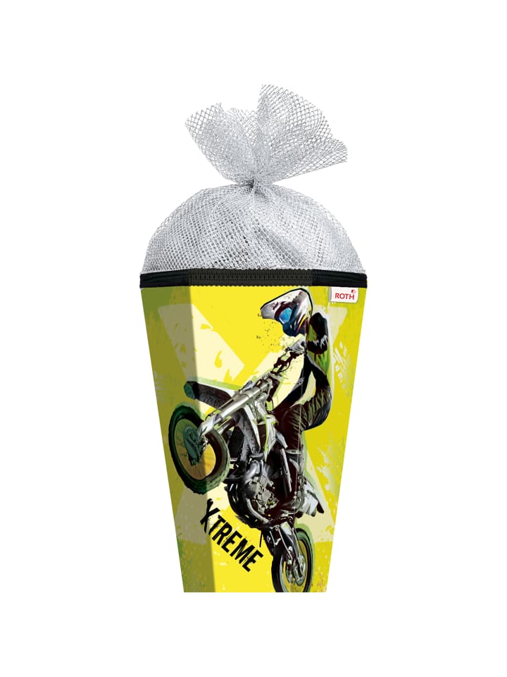 ROTH Schultüte groß Extreme Motocross 85 cm, Glanzfolie in Gelb günstig kaufen onesize
