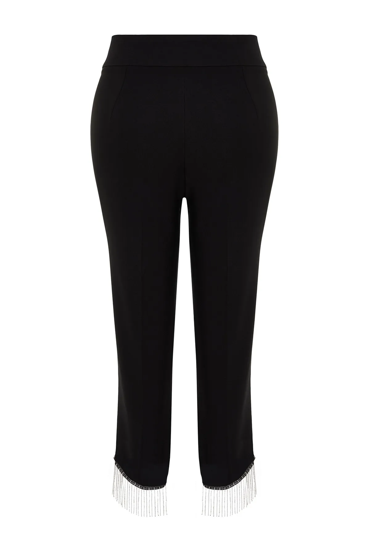 Trendyol Curve  Schwarze gewebte Hose mit Steindetail am Bein TBBSS23AR00041