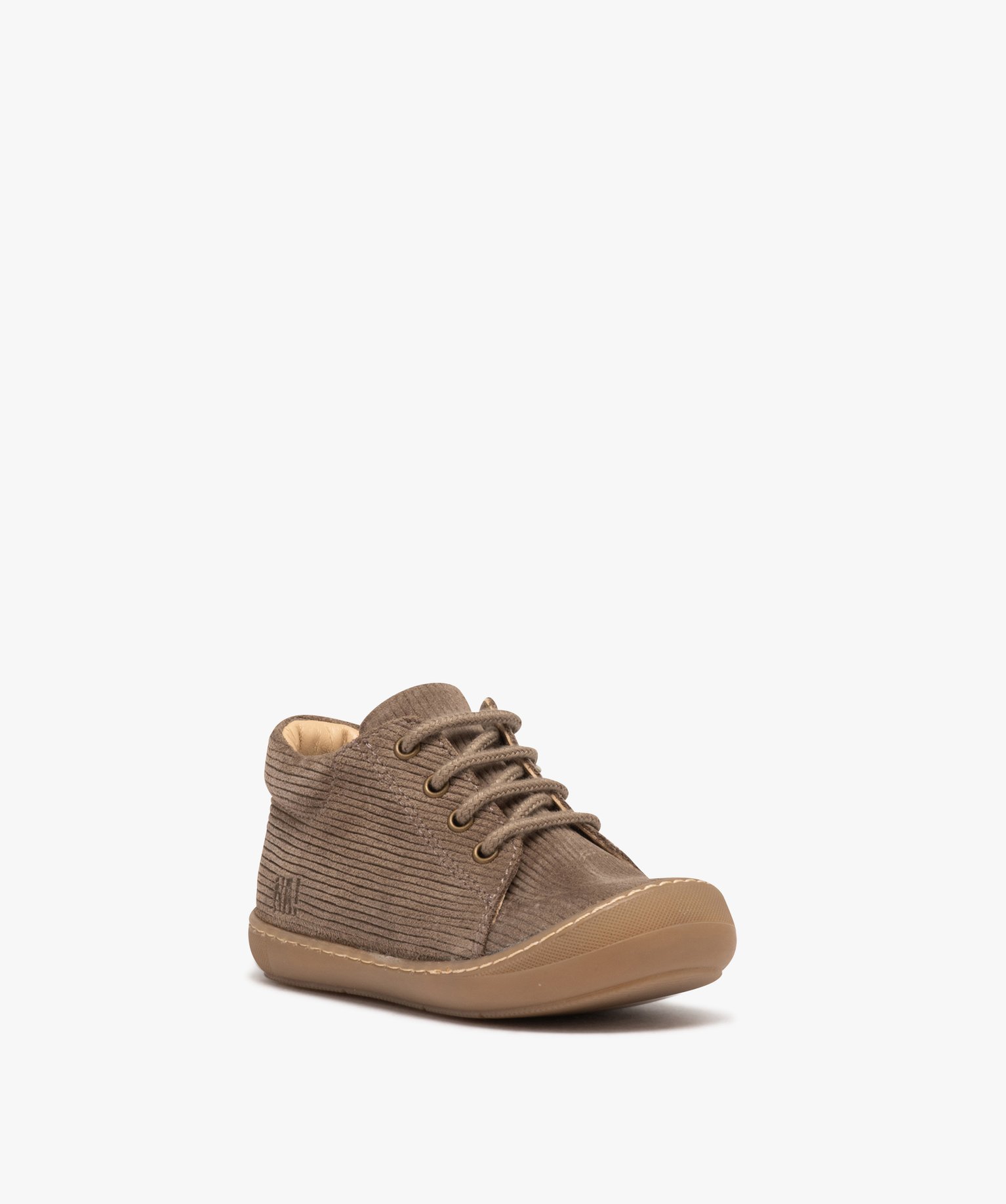 Chaussures premiers pas fille unies en cuir effet velours - NA! taupe | GEMO