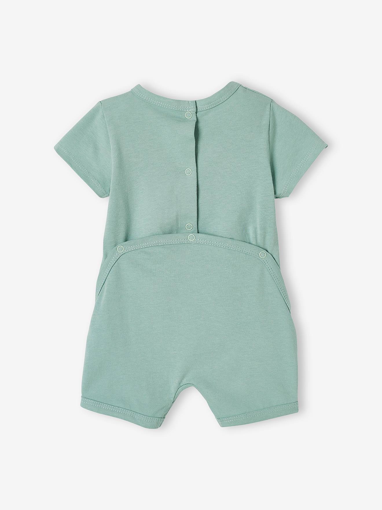 Lot de 2 pyjamas combishort bébé garçon ouverture dos lot vert céladon