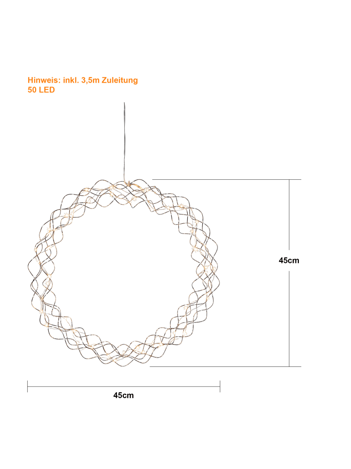 STAR Trading LED Dekokranz ,Curly, chrom, Ø 45cm in Chrom günstig kaufen onesize