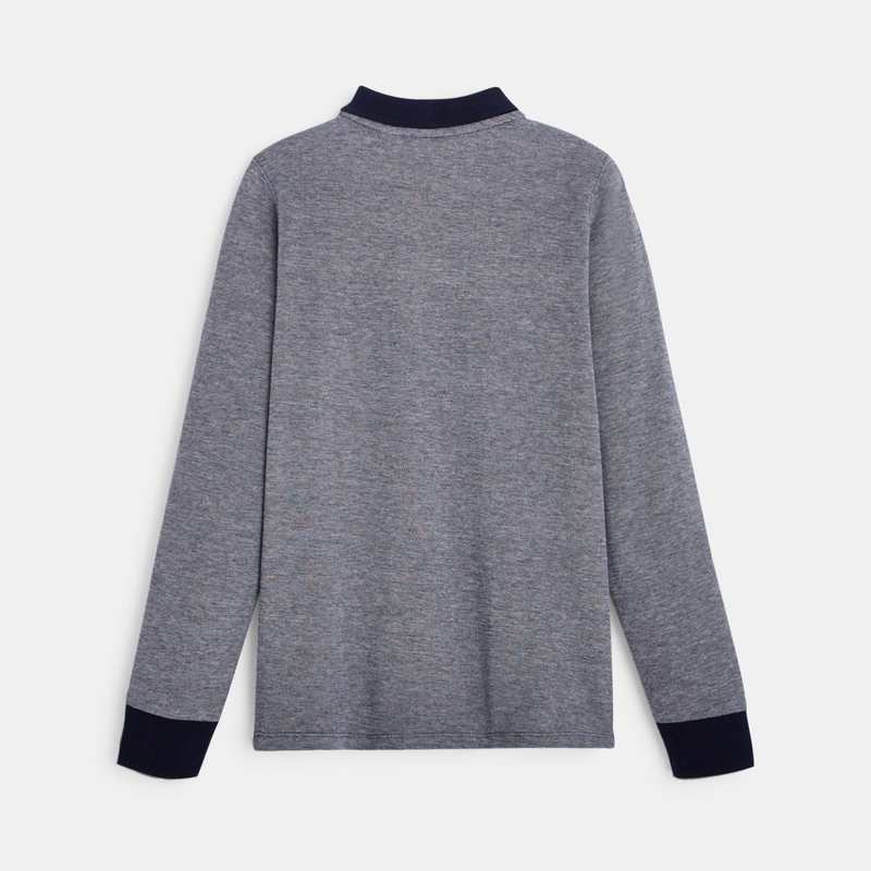 Polo manches longues bleu garçon