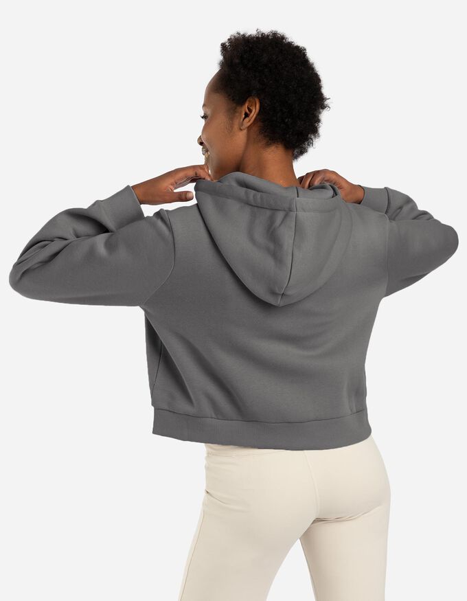 Cropped Sweatjacke - einfarbig