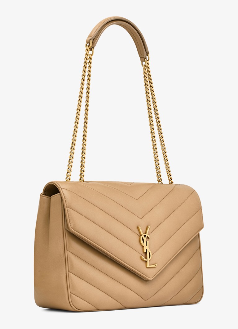 Geantă de umăr mare Saint Laurent Loulou din piele de miel