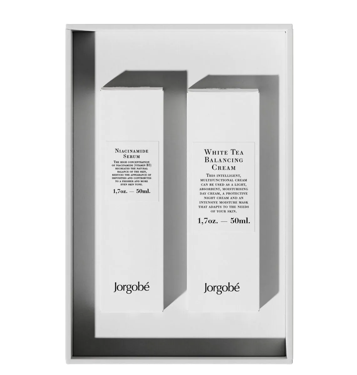 Jorgobé Everyday Essentials Set (serum s niacinamidom + krema za balansiranje s bijelim čajem)