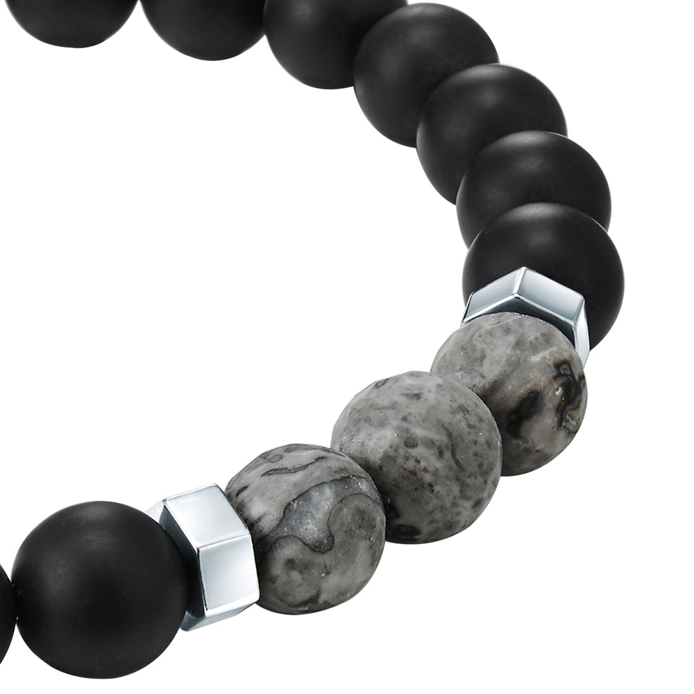 True Rebels Bracelet en pierres précieuses Agate Agate en Noir Bracelet