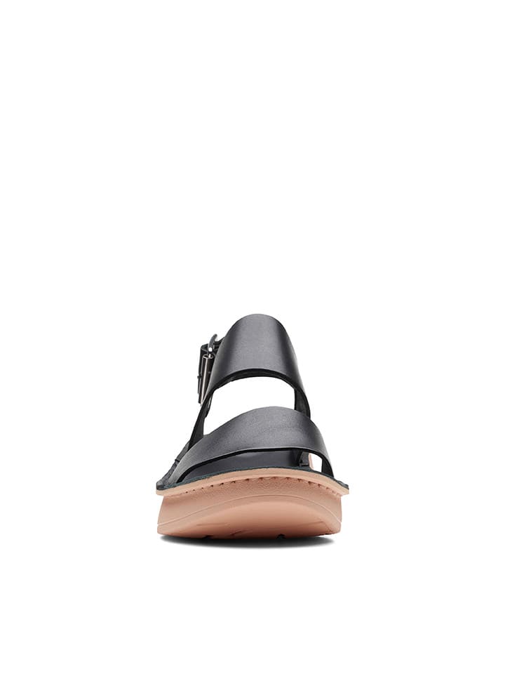 Clarks Leder-Keilsandaletten in Schwarz günstig kaufen