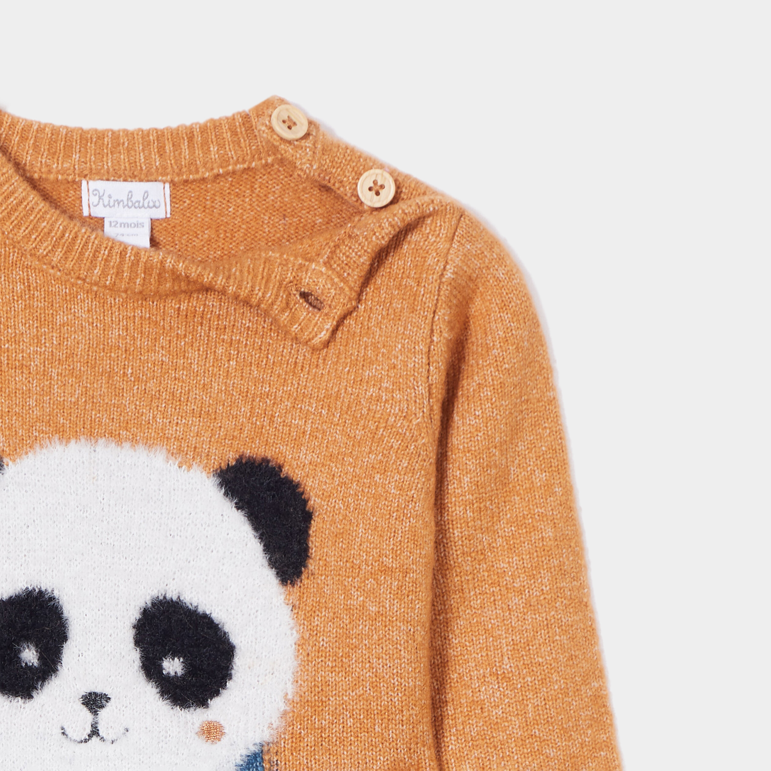 Pull épaule boutonnée Kimbaloo marron cognac bébé garçon | La Halle