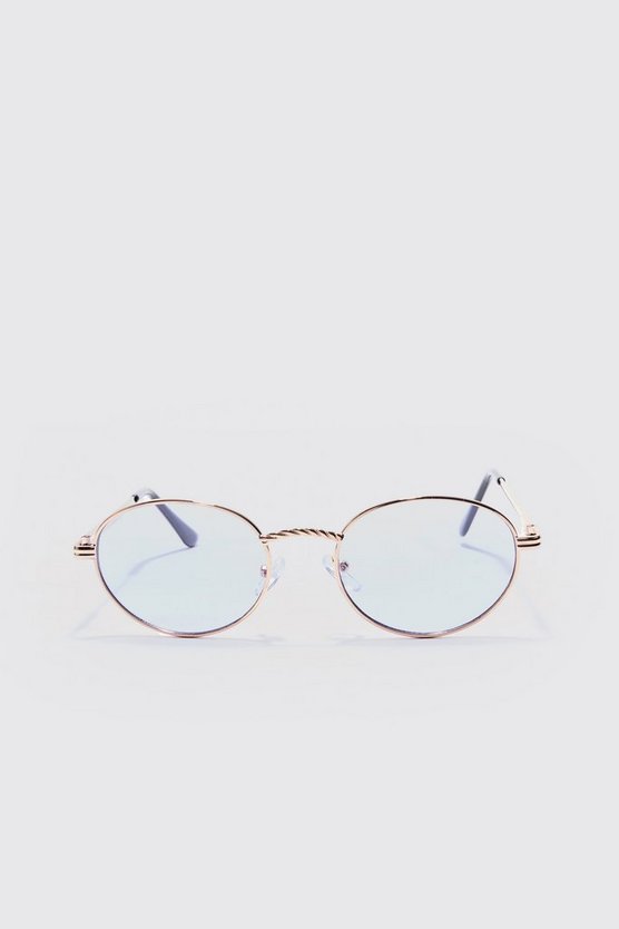 Lila ovale Sonnenbrille mit Metall-Gestell
