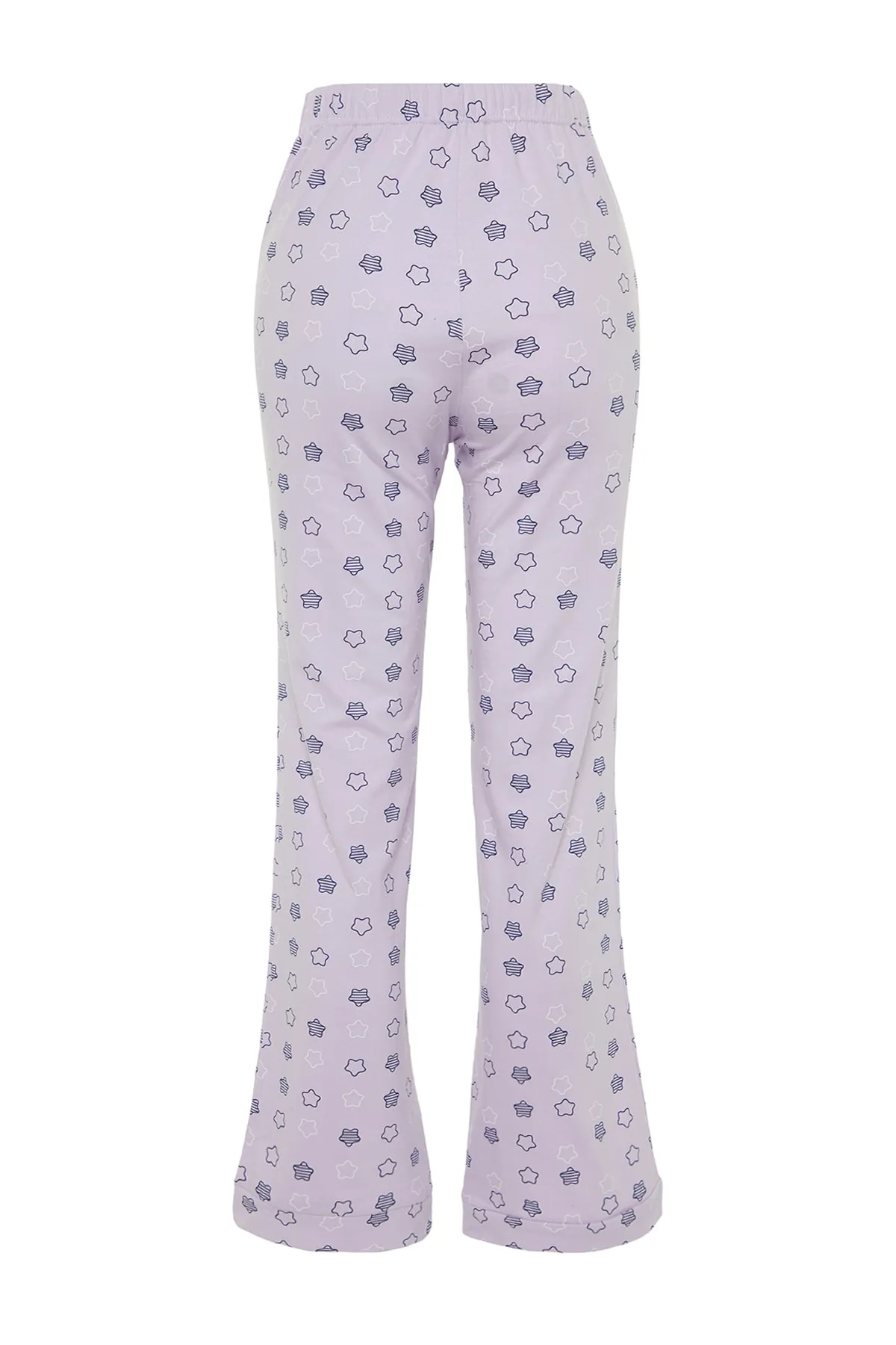 Trendyol Collection  Gestrickte Pyjamahose aus Baumwolle mit Sternenmuster in Flieder THMSS23PJ00003