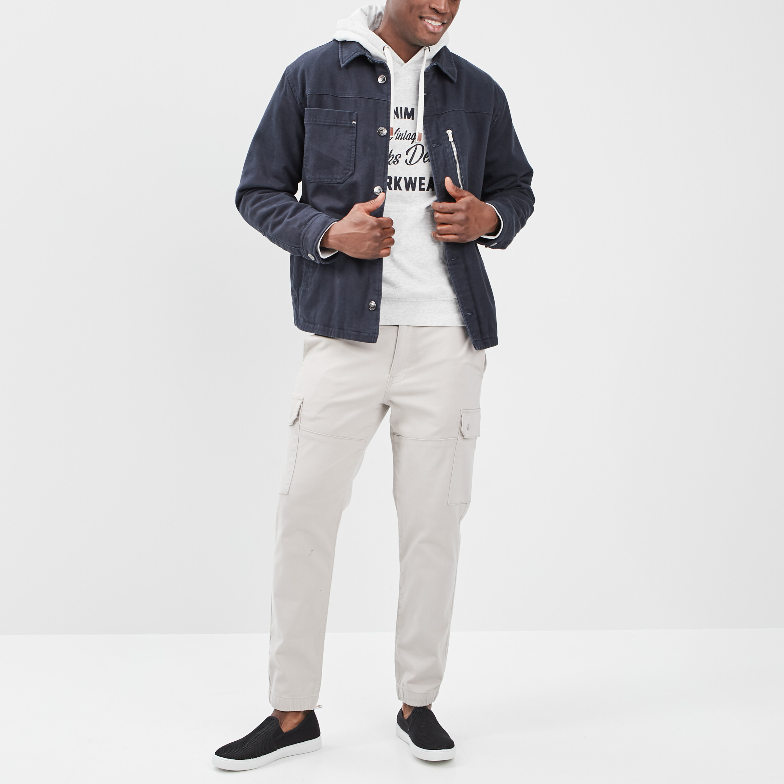 Veste droite boutonnée bleu marine homme | La Halle