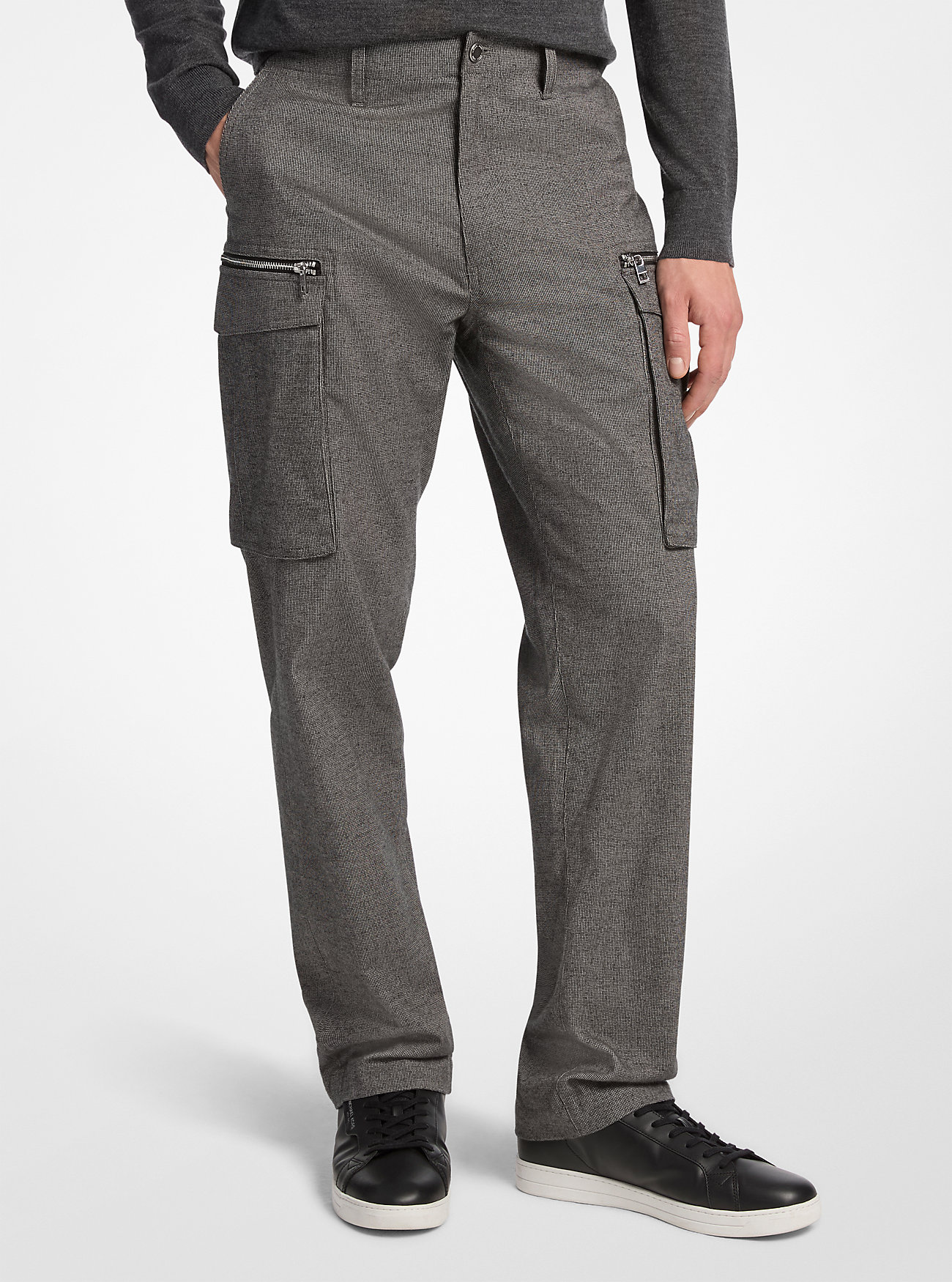 Pantaloni cargo con zip in cotone a fantasia pied de poule - ASH
