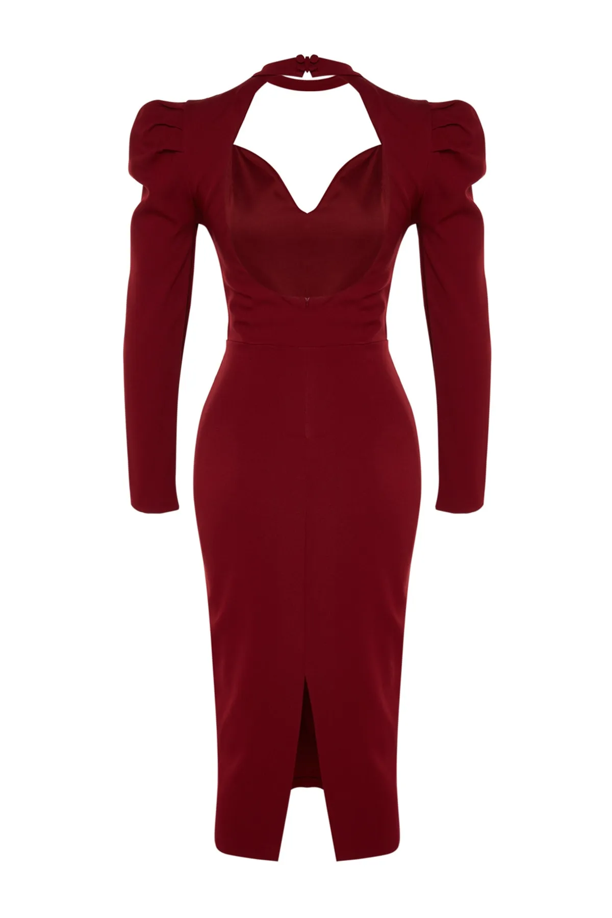 Trendyol Collection  Burgunderfarbenes, tailliertes, gewebtes, elegantes Abendkleid TPRAW24EL00004