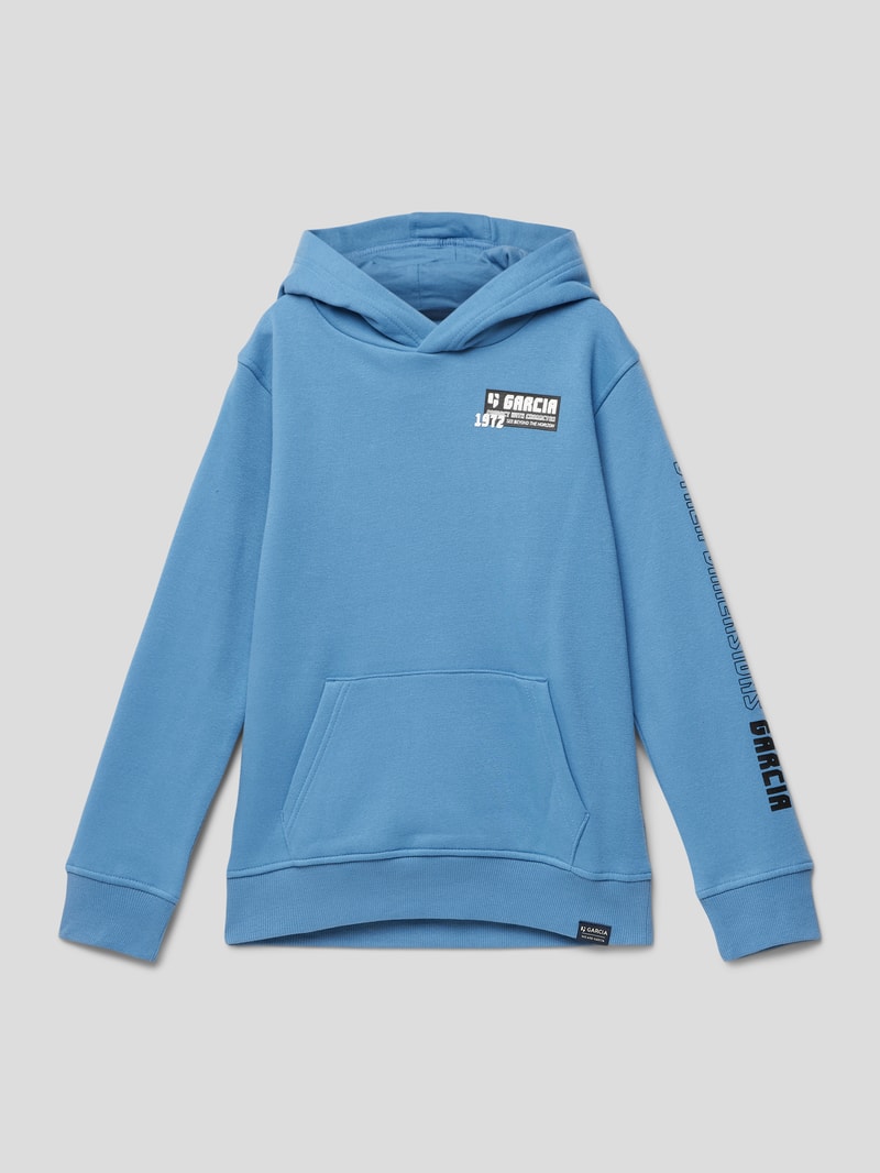 Hoodie mit Label-Prints in hellblau