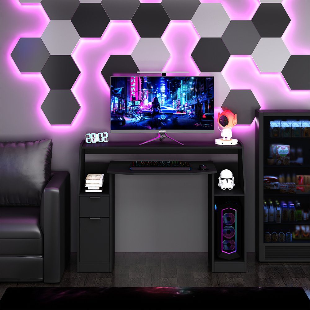 Livinity Computertisch Gamingtisch TAILS Schwarz